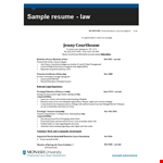Law Internship Curriculum Vitae example document template
