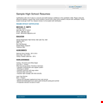 Resume Templates for School Students - Certification Included example document template