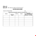 Visitor Sign-In Sheet for Easy Tracking and Safety example document template