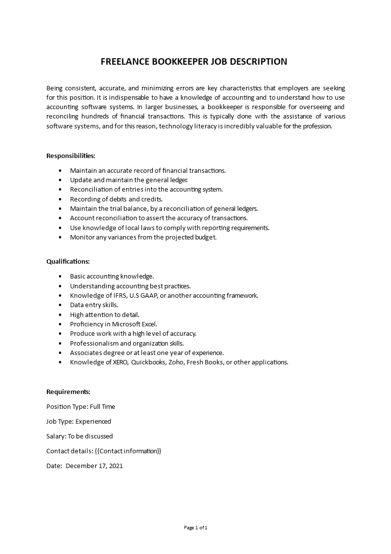 freelance accounting clerk job description Main Image freelance accounting clerk job description