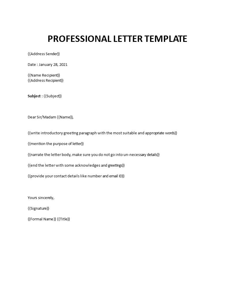 professional letter template
