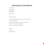 Professional letter template example document template