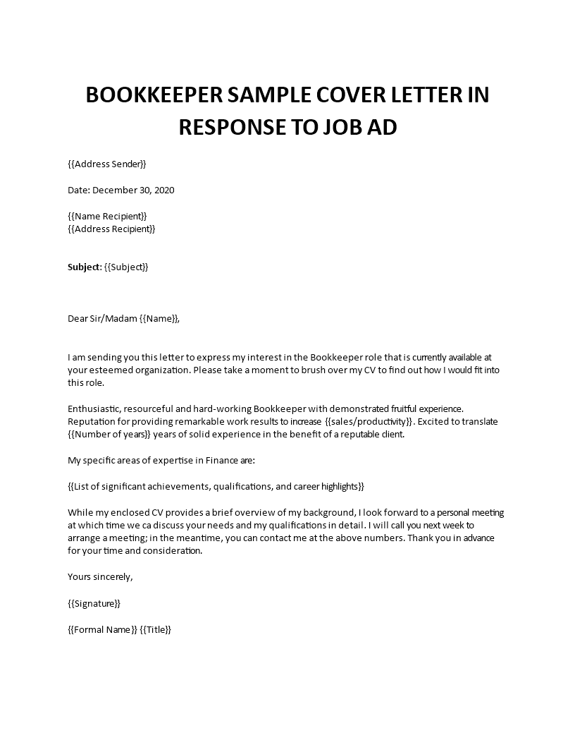 cover letter examples for bookkeeper jobs