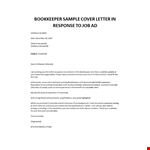 Freelance bookkeeper cover letter example document template