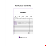 Restaurant Order Pad Template example document template 