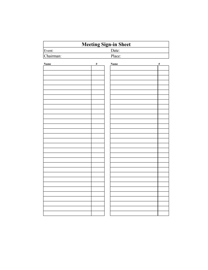 meeting sign-in sheet