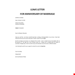 Wedding anniversary leave request example document template