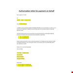 Authorization letter for payment on behalf example document template