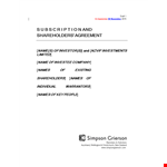 Shareholder Agreement for Companies & Investors | Manage Shares example document template