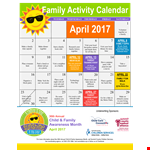 Family Activity Calendar Template example document template