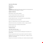 Project Finance Officer Resume example document template