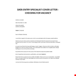 Data Entry Specialist cover letter example document template