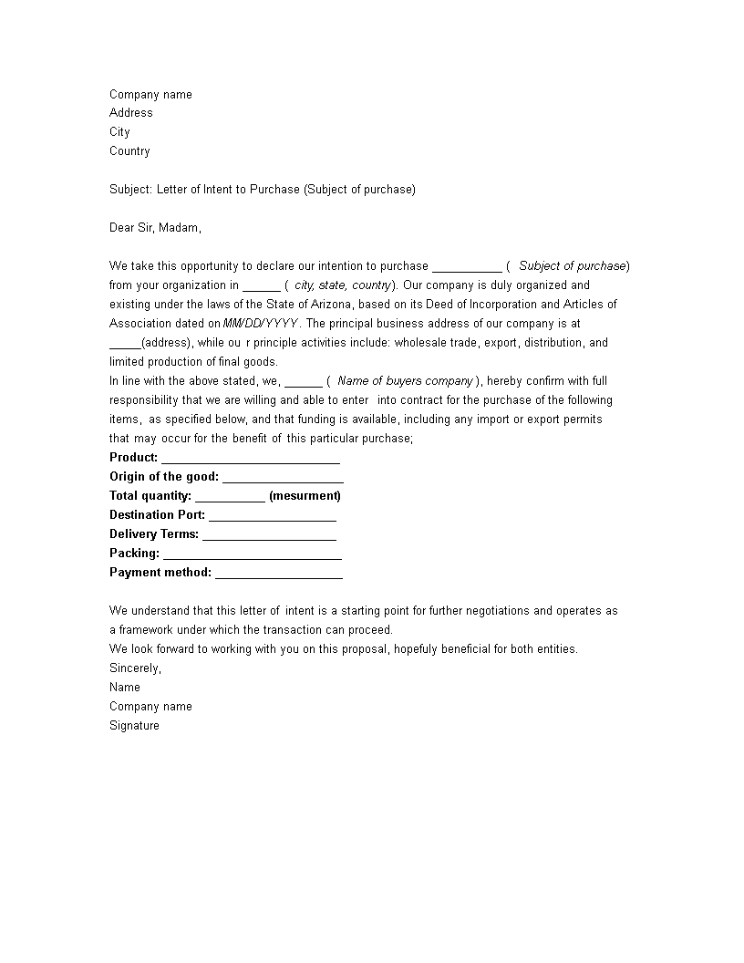 Formal Letter Of Intent Format formal-letter-of-intent-format