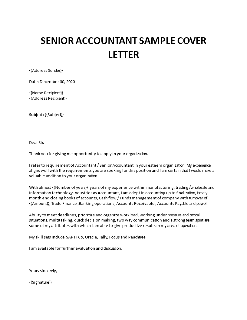 Free cover letter for accounting job