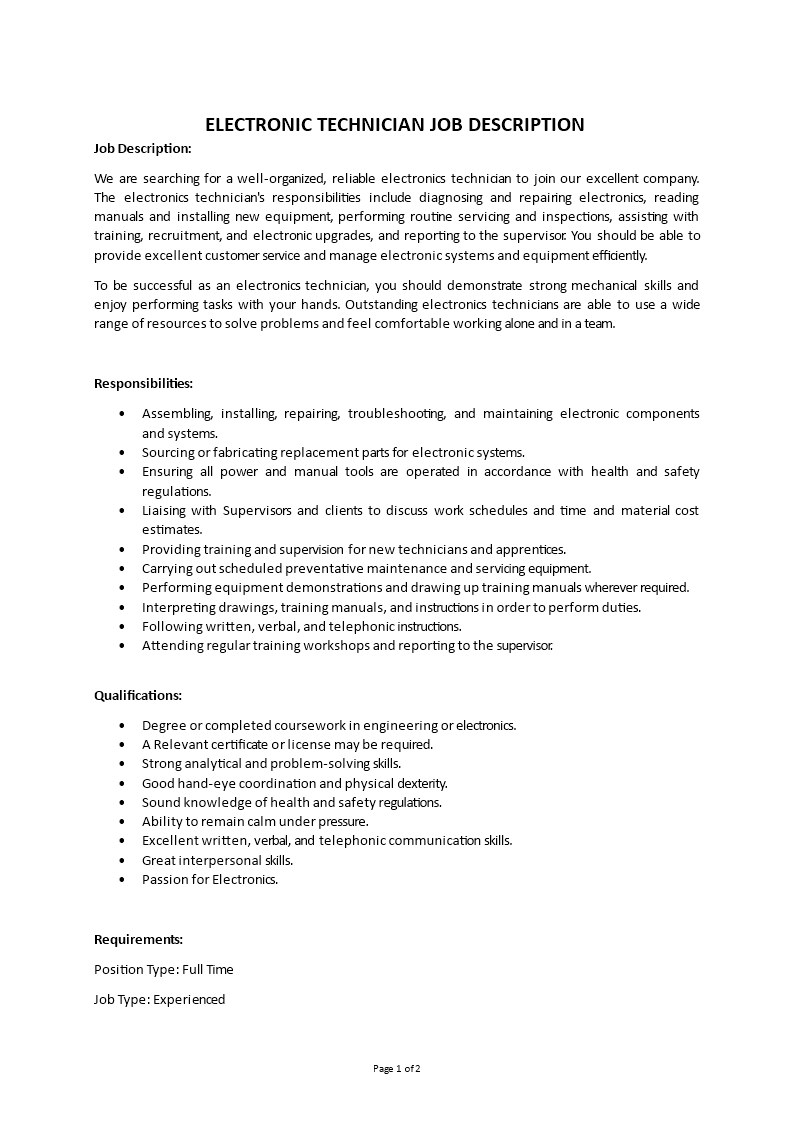 Electronic Technician Job Description electronic-technician-job-description