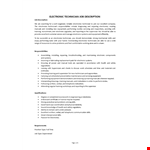 Electronic Technician Job Description example document template