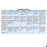 Create a Healthy Lifestyle for Your Family with our Family Fitness Calendar Template example document template