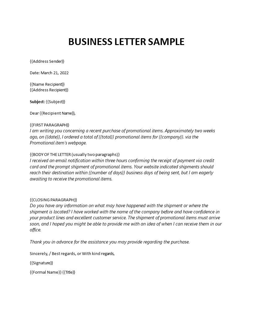 business letter free template template