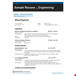 Sample Engineering Student Resume Format | Project, Engineering Skills | Monash example document template