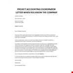 Project Accounting Coordinator letter  example document template