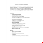 Assistant Manager Job Description example document template