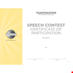 International Speech Contest Certificate | Toastmasters example document template