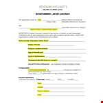 Entertainment Artist Contract Template: University Contract Agreement - Ensuring Artist Rights example document template