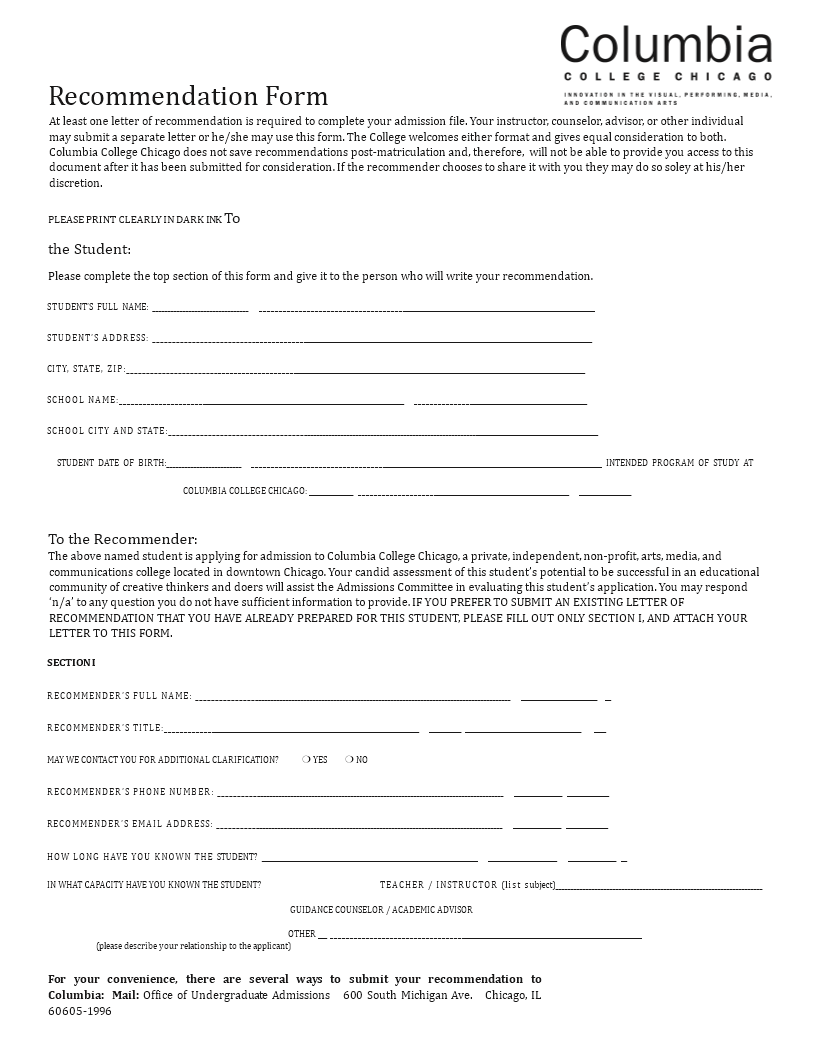 Expert Letter Of Recommendation Tips For Chicago Columbia College expert-letter-of-recommendation-tips-for-chicago-columbia-college