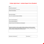 High School Incident Report example document template