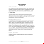 Engineer Assistant Job Description - Projects, Employee, Engineering | County example document template