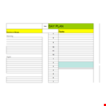 Dayplan Checklist Spreadsheet example document template