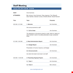 Effective Staff Meeting Agenda Template | Efficiently Organize Meeting Items | Summers example document template