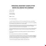 Personal Assistant Cover letter  example document template