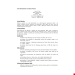 Sales Administrative Coordinator Resume example document template