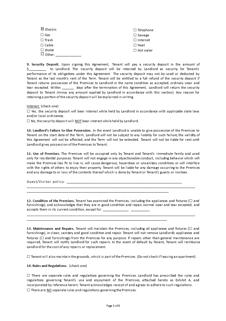 blank lease agreement