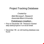 Project Tracking Database Template example document template