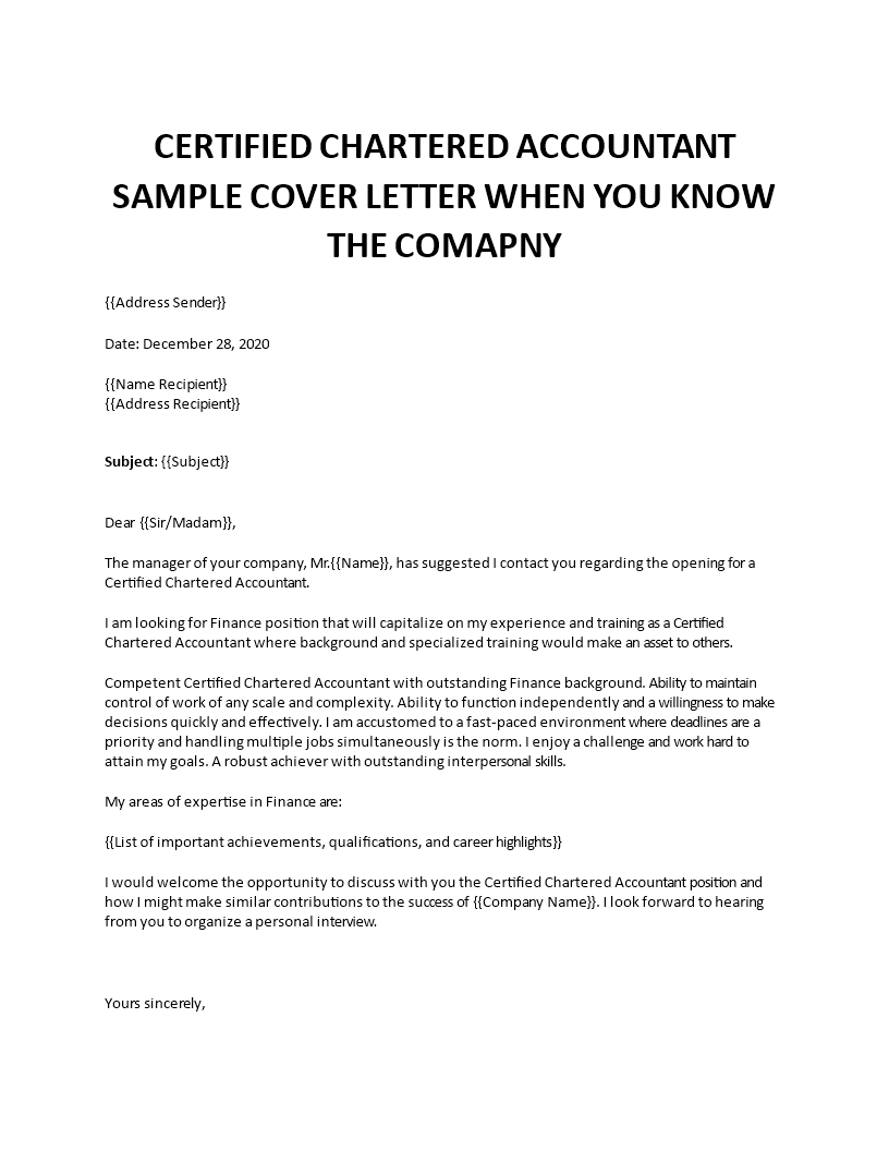 certified management accountant cover letter