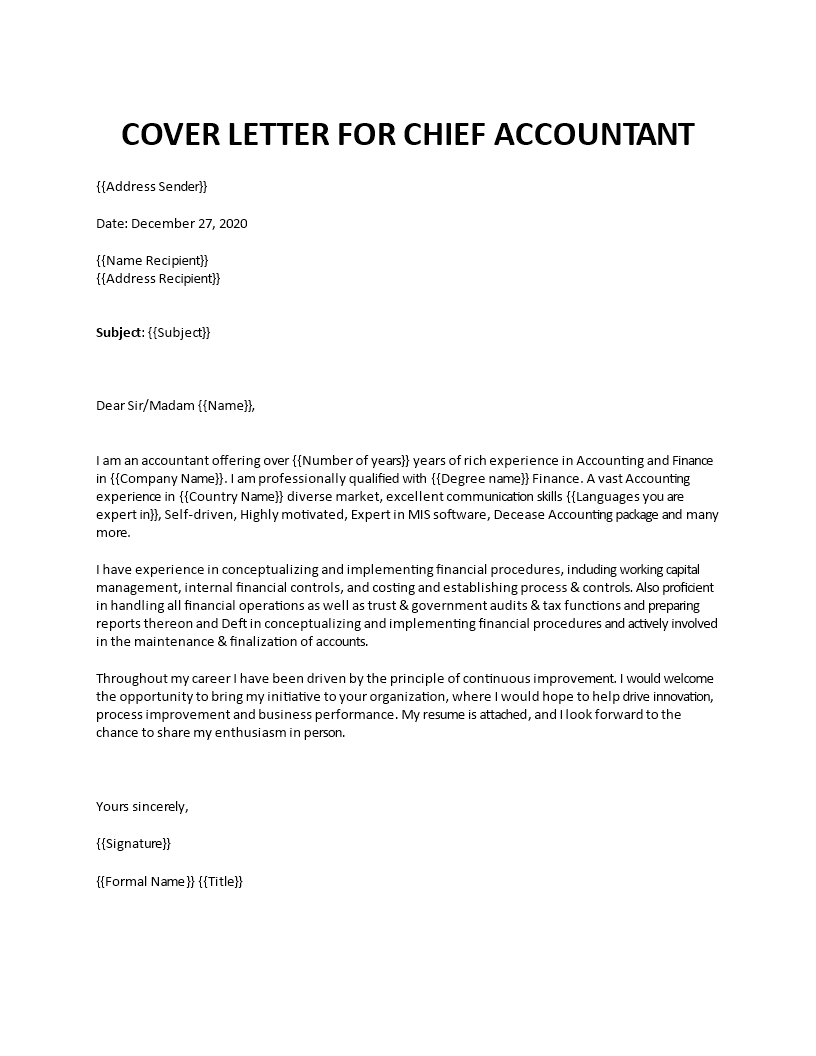 senior accountant cover letter