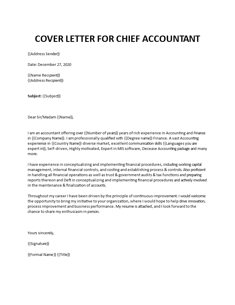 cover letter to bank accountant