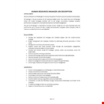 HR Manager Job Description example document template