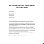 Advertising Marketing Cover Letter example document template