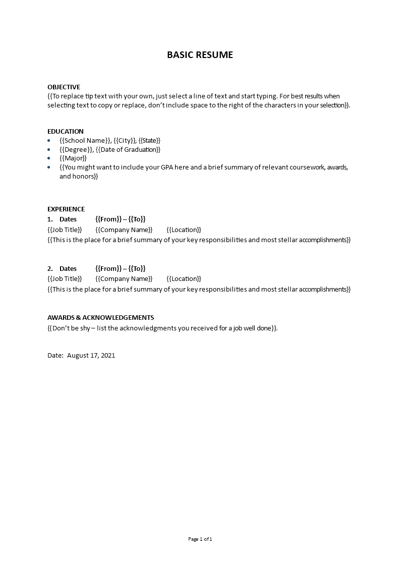 basic resume example