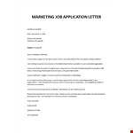 Marketing job application Letter example document template