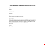 Letter of recommendation for advance salary example document template