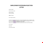 Employment Interview Rejection Letter example document template