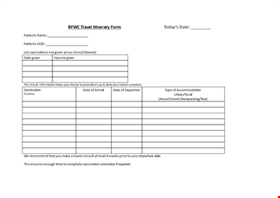 Patients Travel Itinerary