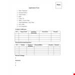 Printable Application Form example document template
