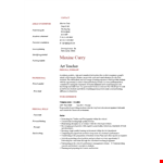 Elementary Art Teacher Resume example document template