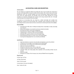 Accounting Clerk Job Description example document template