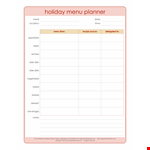 Holiday Meal Planning Template example document template